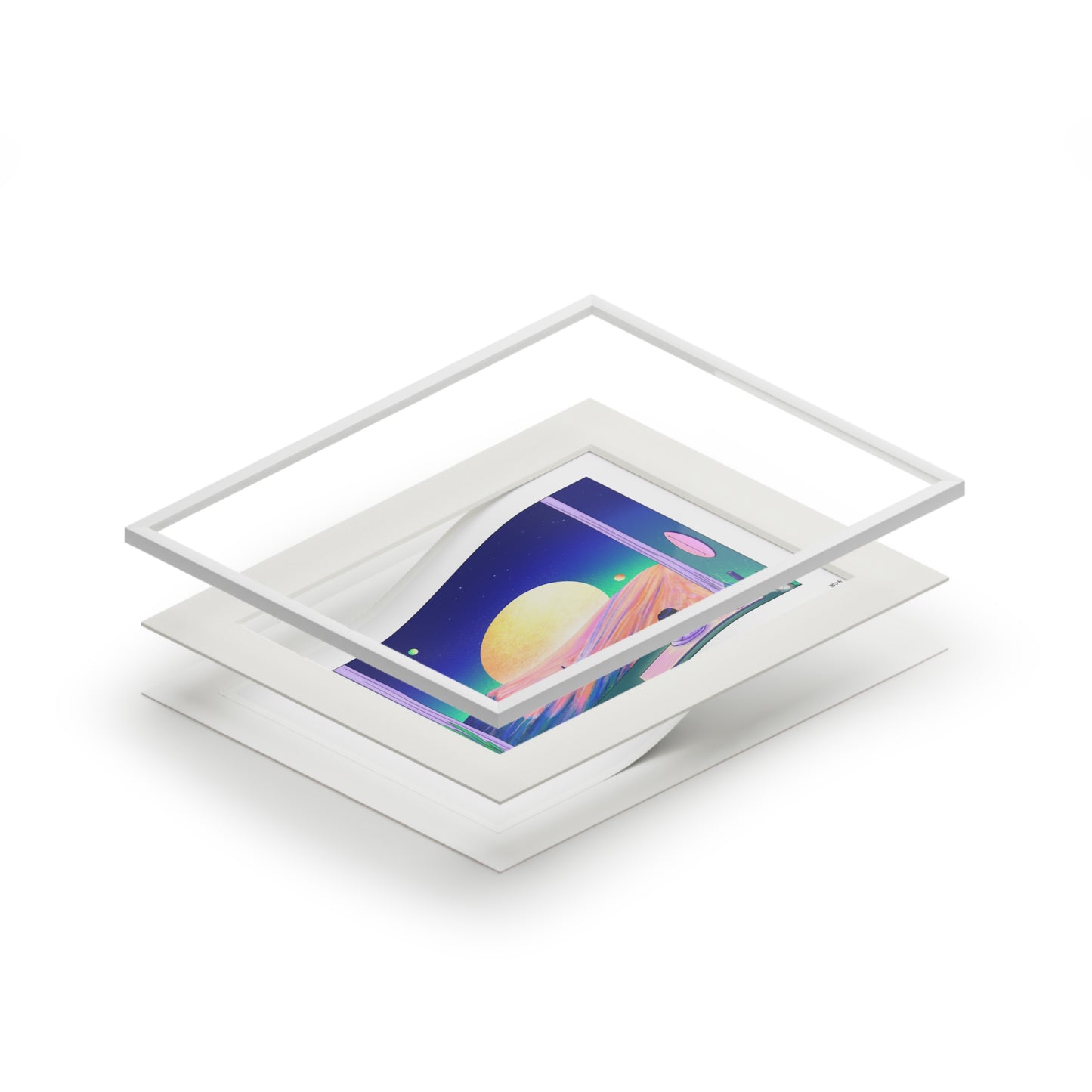 Vibrant Cosmic Fine Art Print in Frame - by bexdoesart